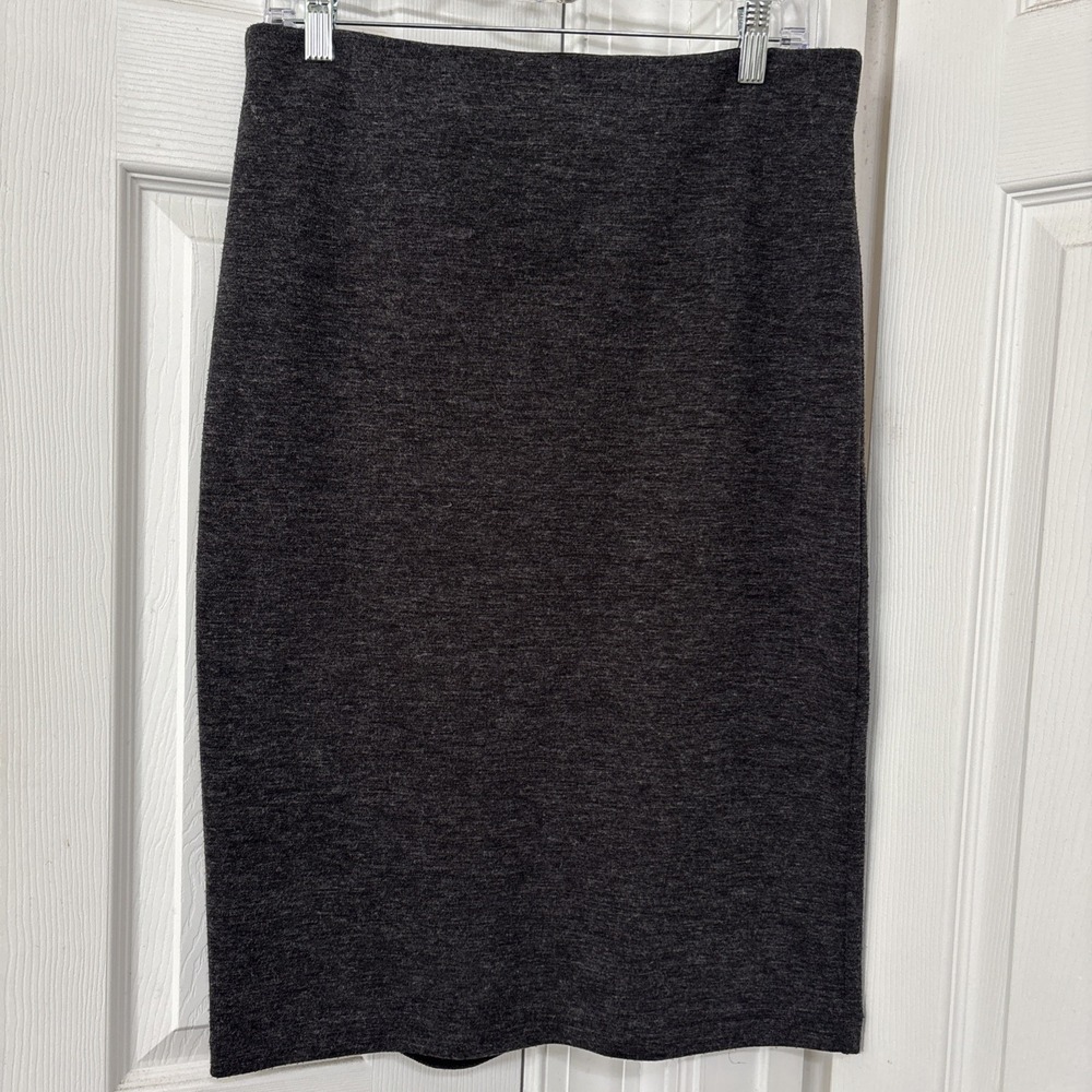 LOFT Outlet Gray Heather Knit Pencil Skirt Womens Medium Back Slit Career 70068